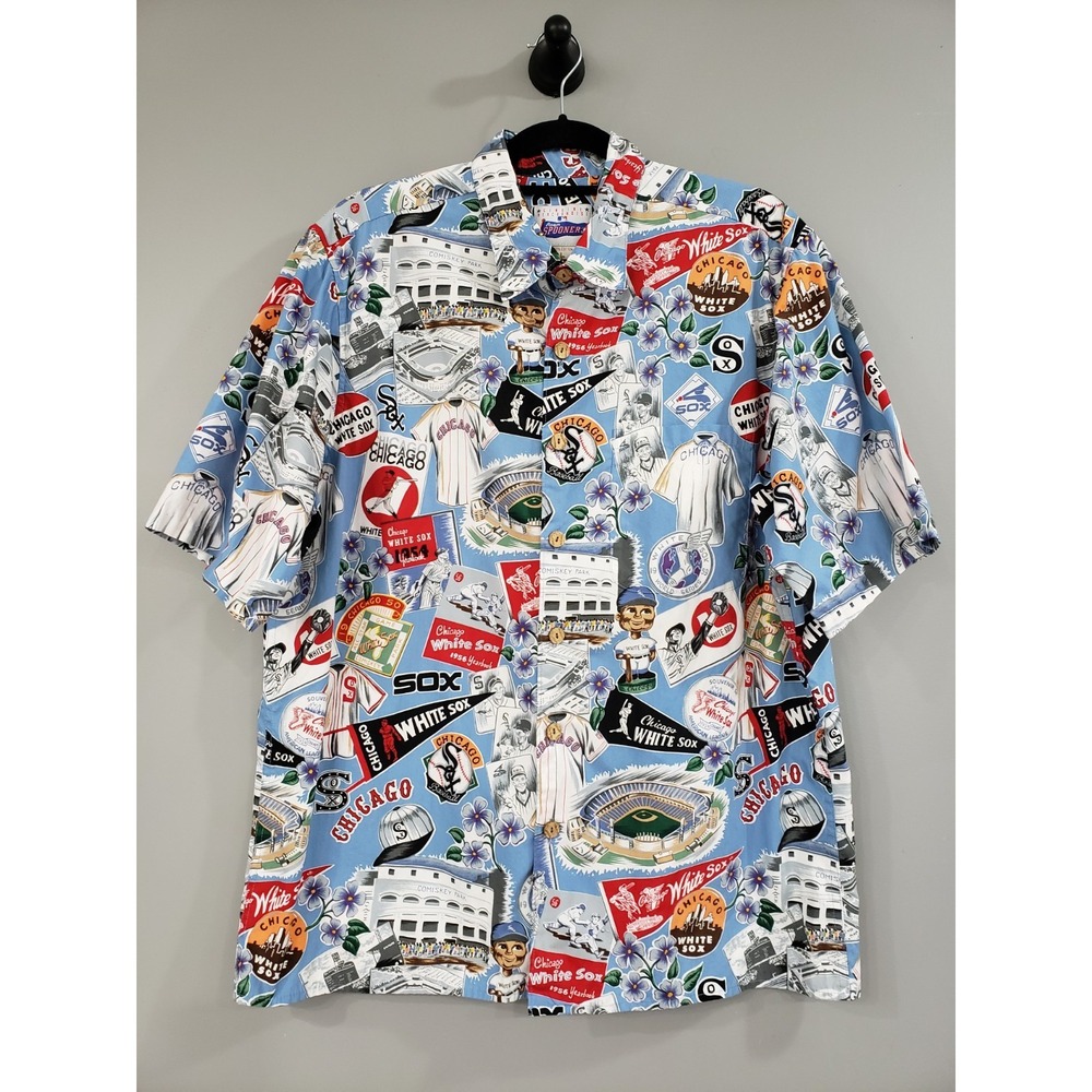 Reyn Spooner Hawaiian Shirt Large Chicago WHITE SOX Baseball MLB Wrigley Legends
